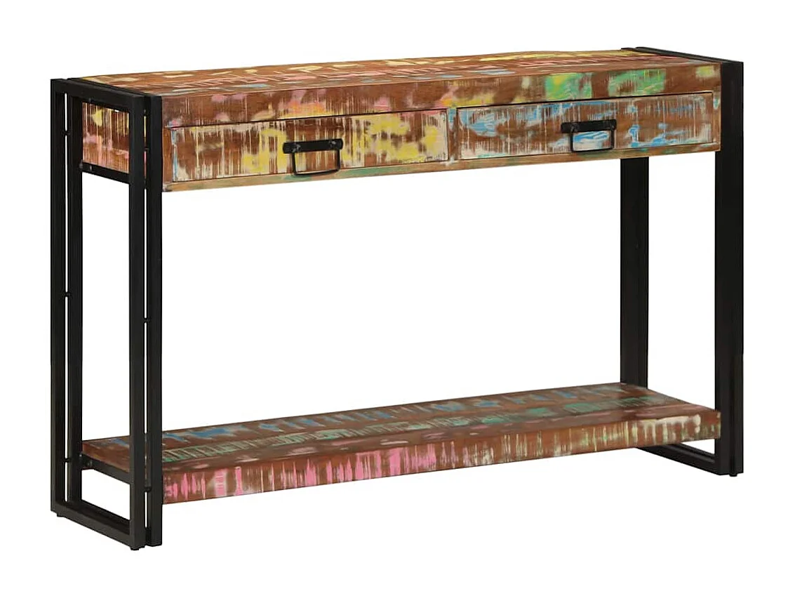 Table console Multicolore bois de récupération massif