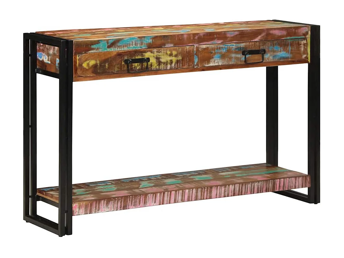 Table console Multicolore bois de récupération massif