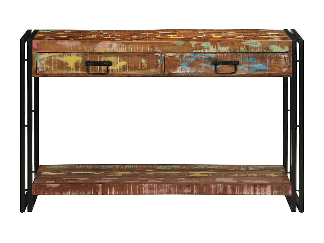 Table console Multicolore bois de récupération massif