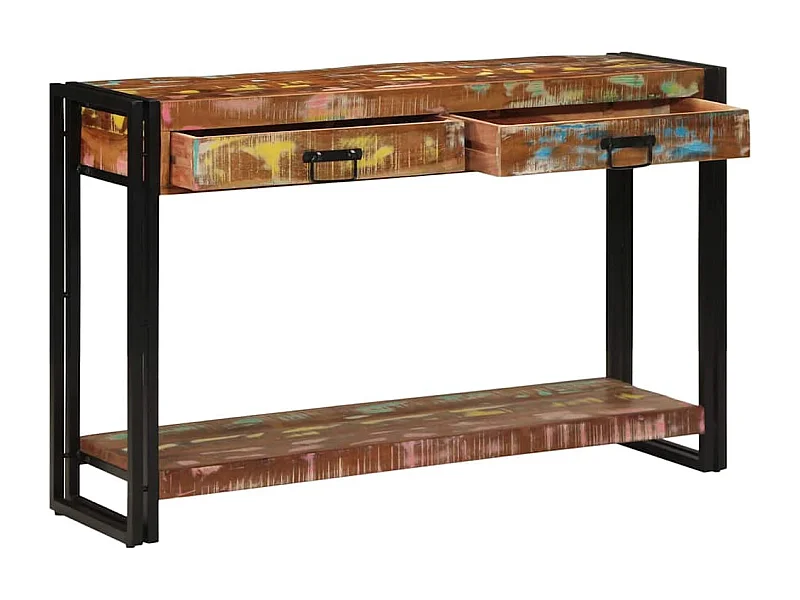 Table console Multicolore bois de récupération massif