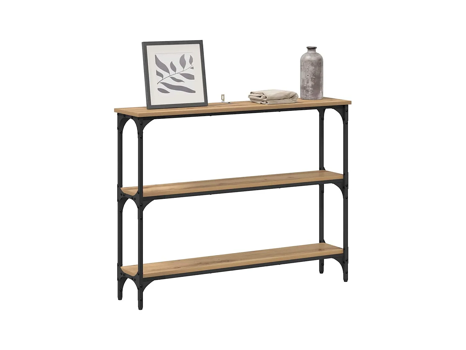 Wandtafel met plank artisanaal eikenkleurig 100 x 22.5 x 75 cm