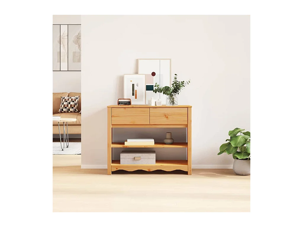 Table console avec tiroir Drammen Chêne 89.5 x 37 x 73 cm