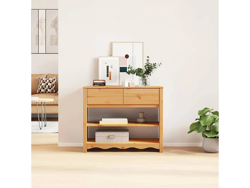 Table console avec tiroir Drammen Chêne 89.5 x 37 x 73 cm