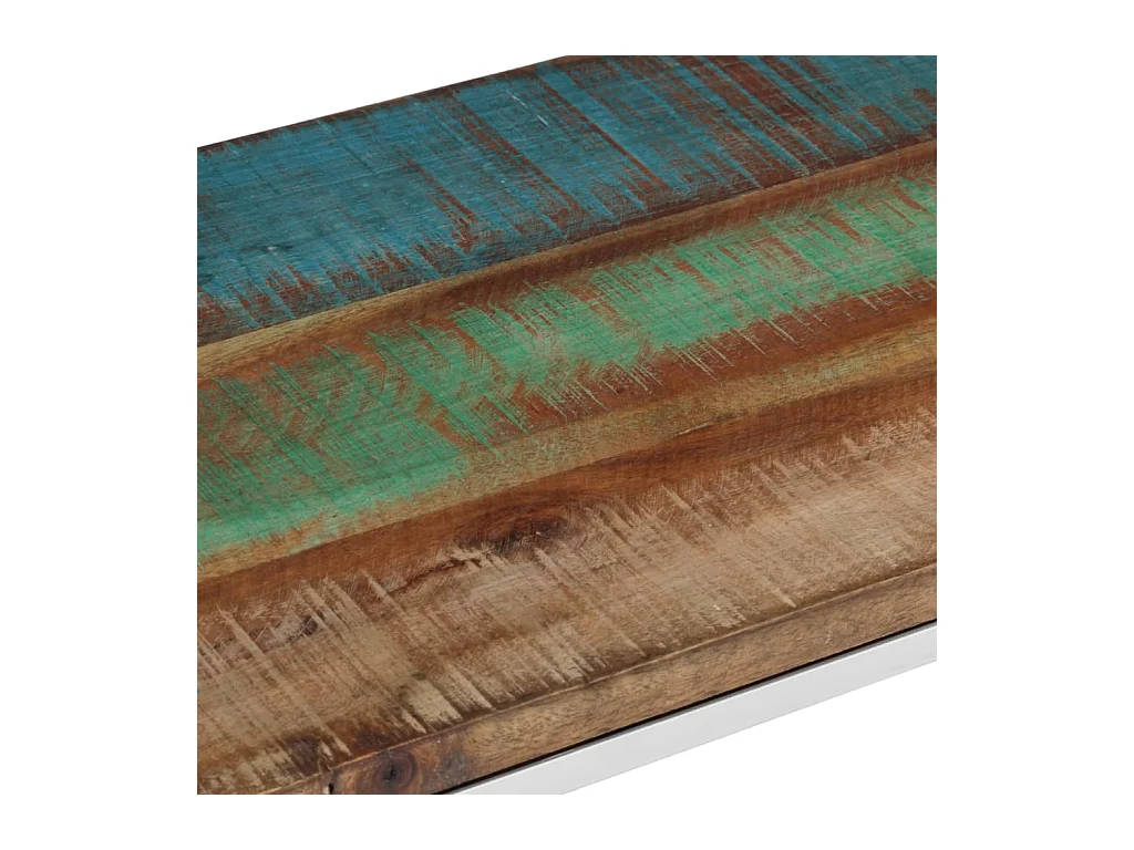 Table console argenté acier inoxydable/bois massif récupération