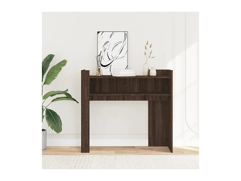 Mesa consola de madera de ingeniería marrón roble 100x35x90 cm