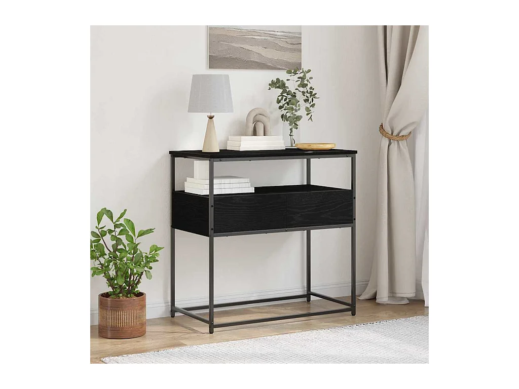 Table Console avec tiroir Chêne noir 75 x 40 x 75 cm