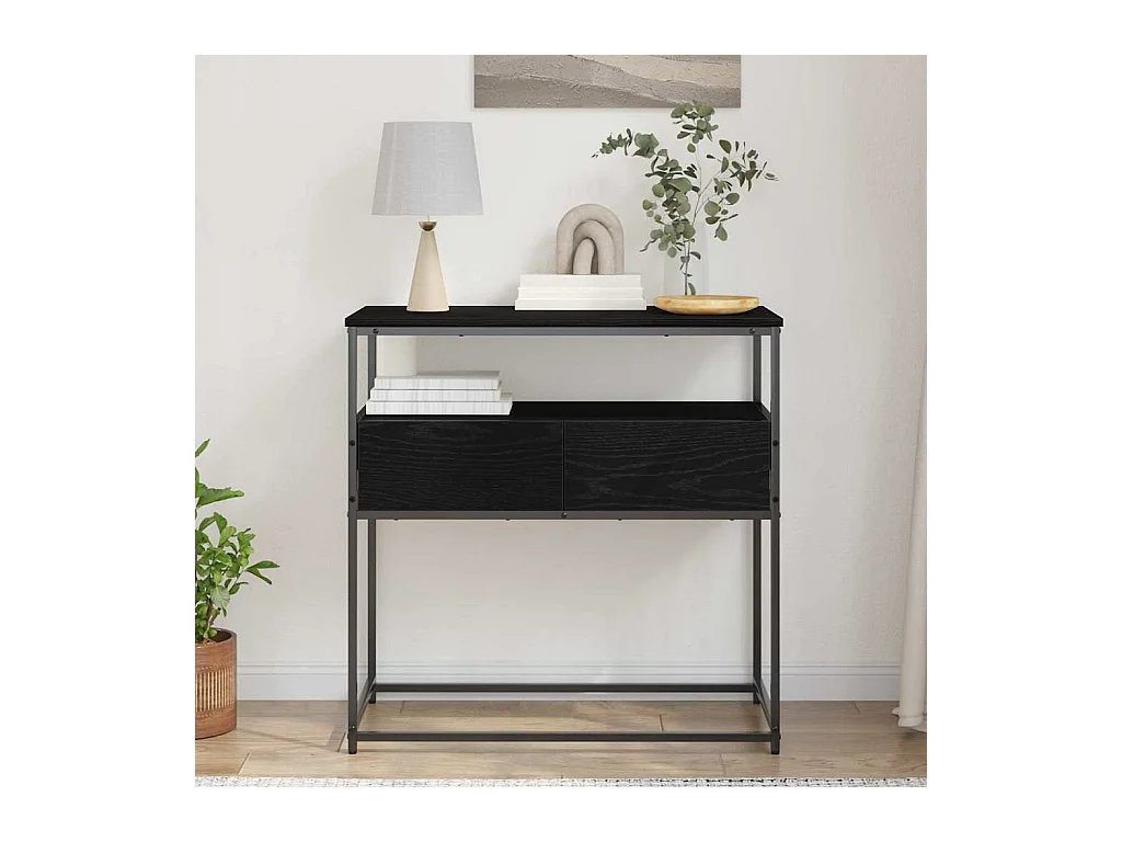 Table Console avec tiroir Chêne noir 75 x 40 x 75 cm