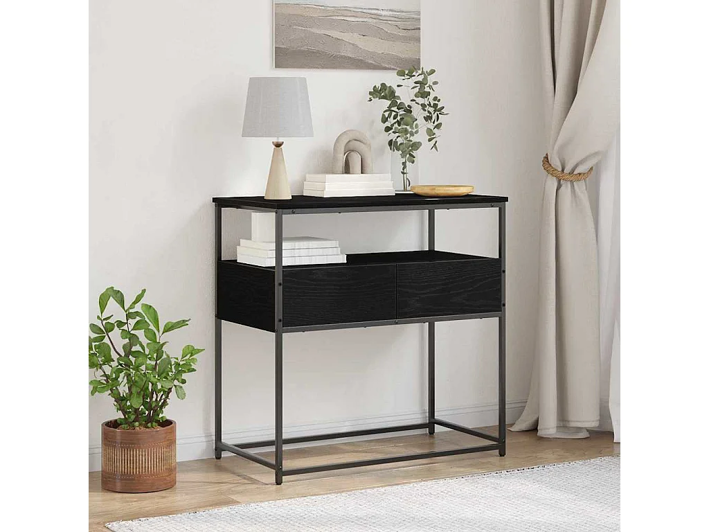 Table Console avec tiroir Chêne noir 75 x 40 x 75 cm