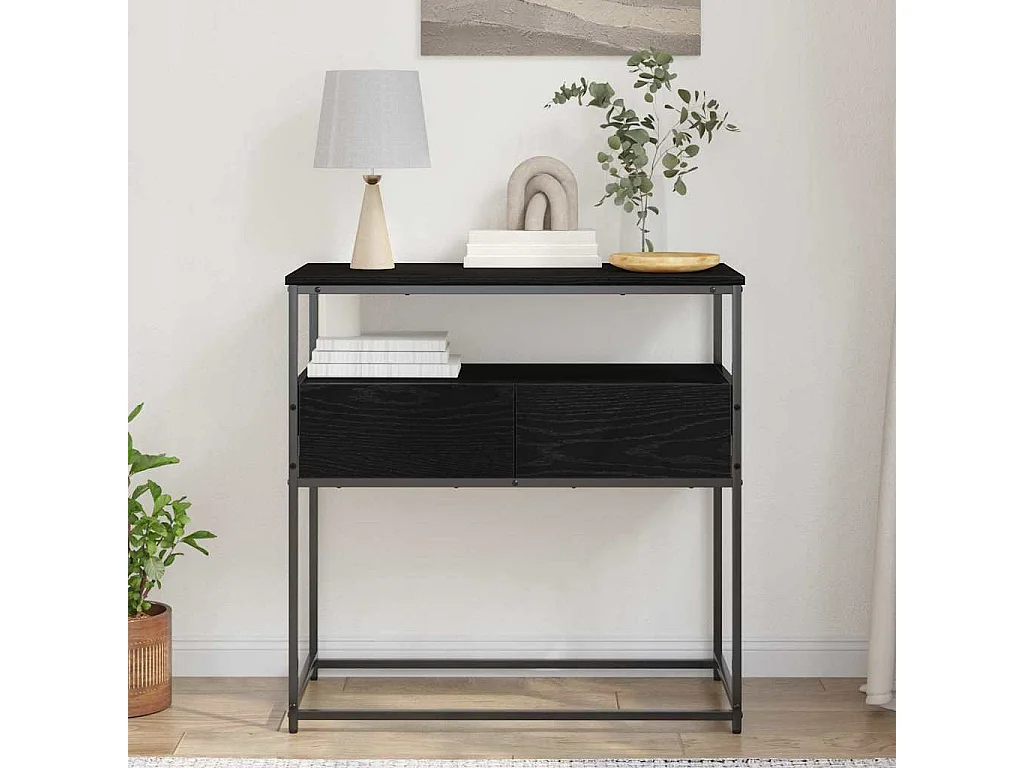 Table Console avec tiroir Chêne noir 75 x 40 x 75 cm