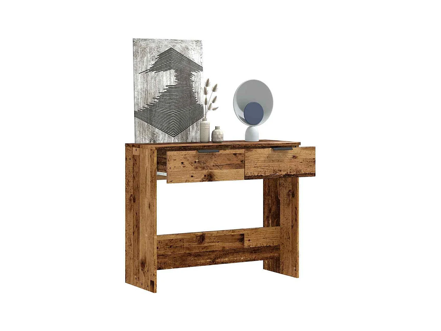 Mesa consola madera contrachapada envejecida 90x36x75 cm