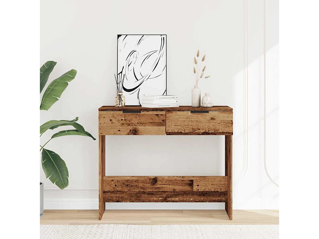 Table console vieux bois 90x36x75 cm bois d'ingénierie