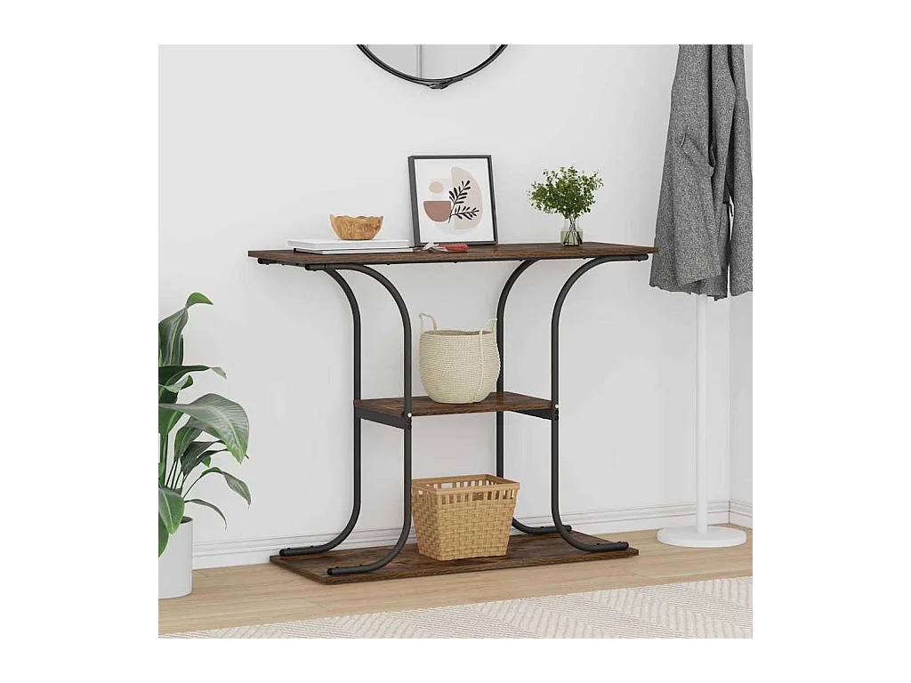 Mesa Consola con estante Roble ahumado 101 x 35 x 80.5 cm