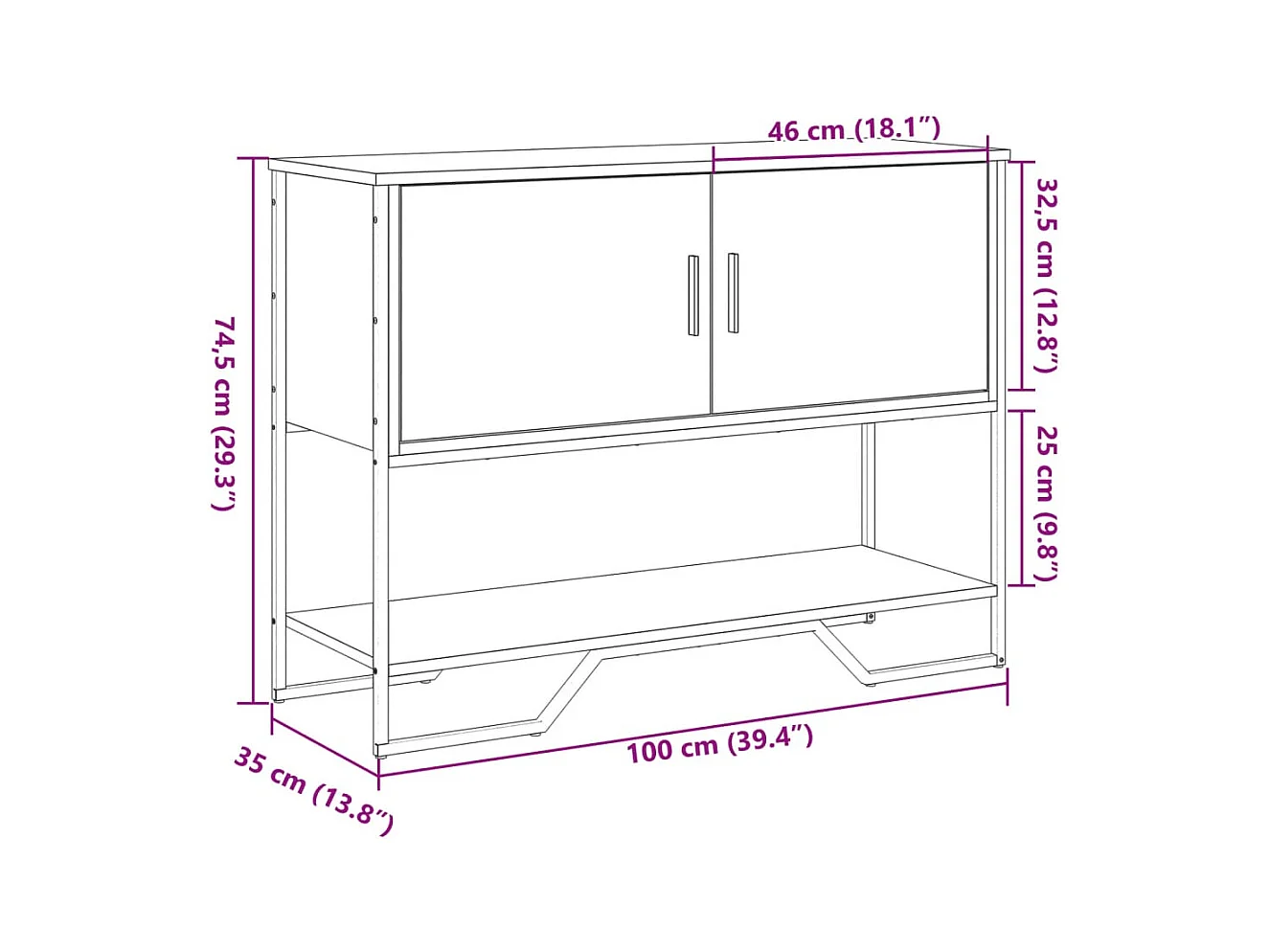 Mesa consola madera de ingeniería roble ahumado 100x35x74,5 cm
