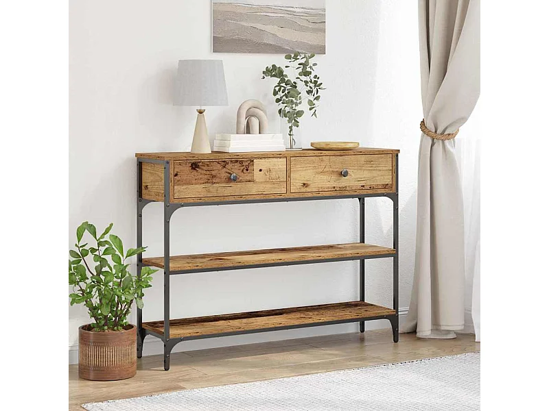 Mesa Consola con cajón Madera vieja 100 x 25 x 75 cm