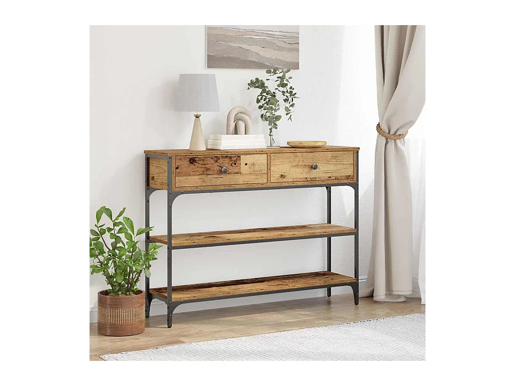 Mesa Consola con cajón Madera vieja 100 x 25 x 75 cm