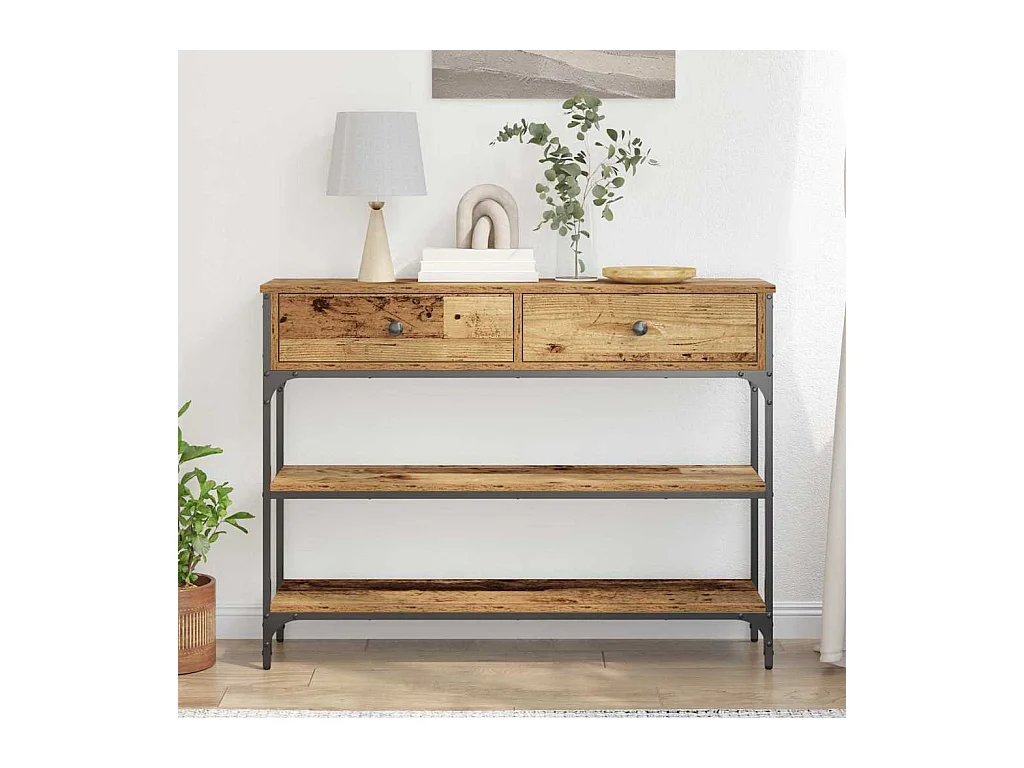 Mesa Consola con cajón Madera vieja 100 x 25 x 75 cm