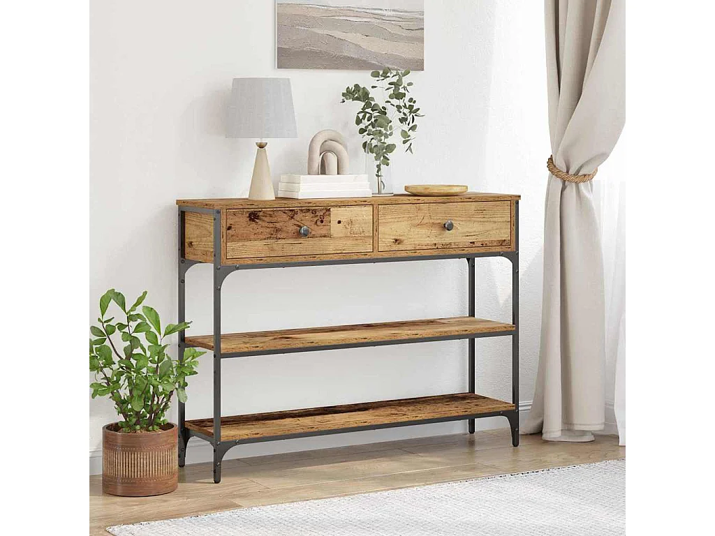 Table Console avec tiroir Bois ancien 100 x 25 x 75 cm