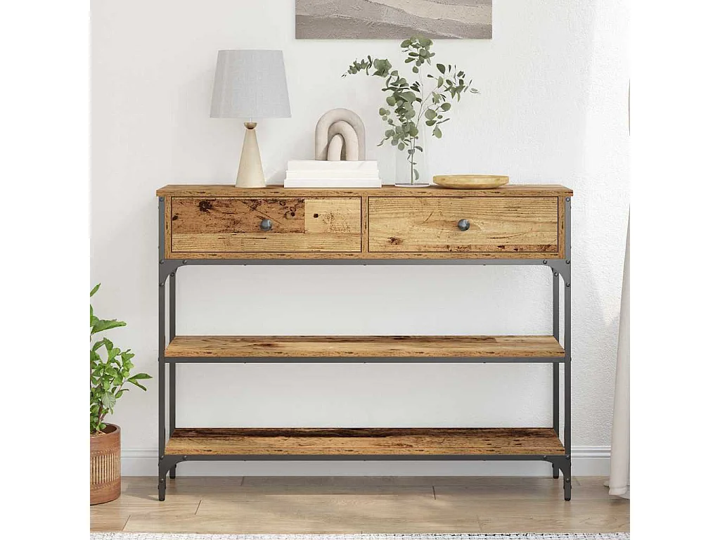 Table Console avec tiroir Bois ancien 100 x 25 x 75 cm