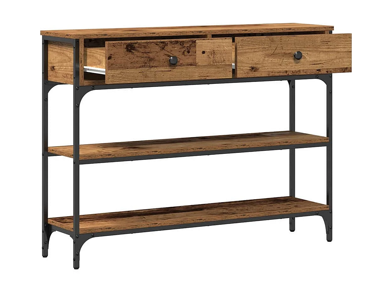 Table Console avec tiroir Bois ancien 100 x 25 x 75 cm