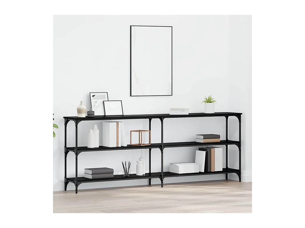 Mesa Console com prateleira Carvalho preto 200 x 29 x 75 cm