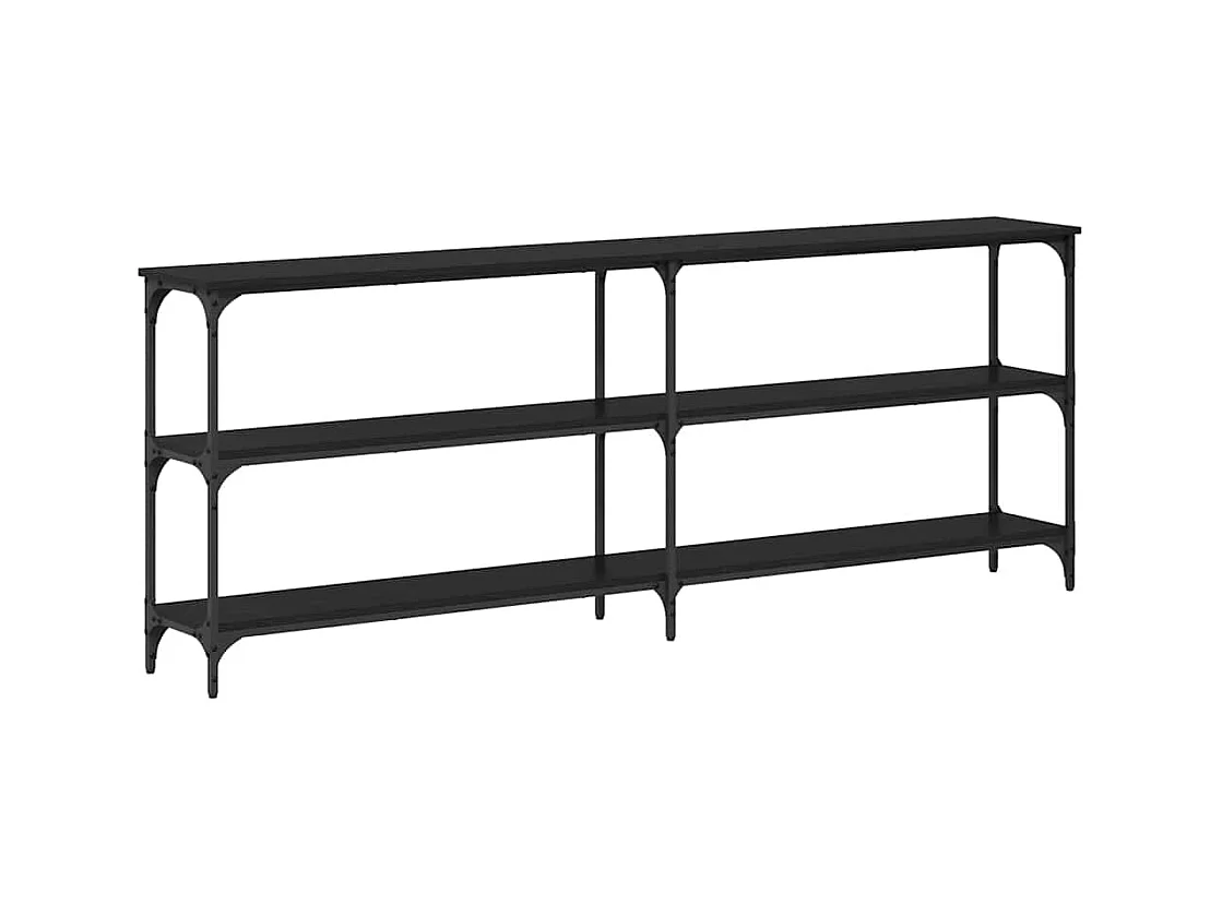 Mesa Console com prateleira Carvalho preto 200 x 29 x 75 cm