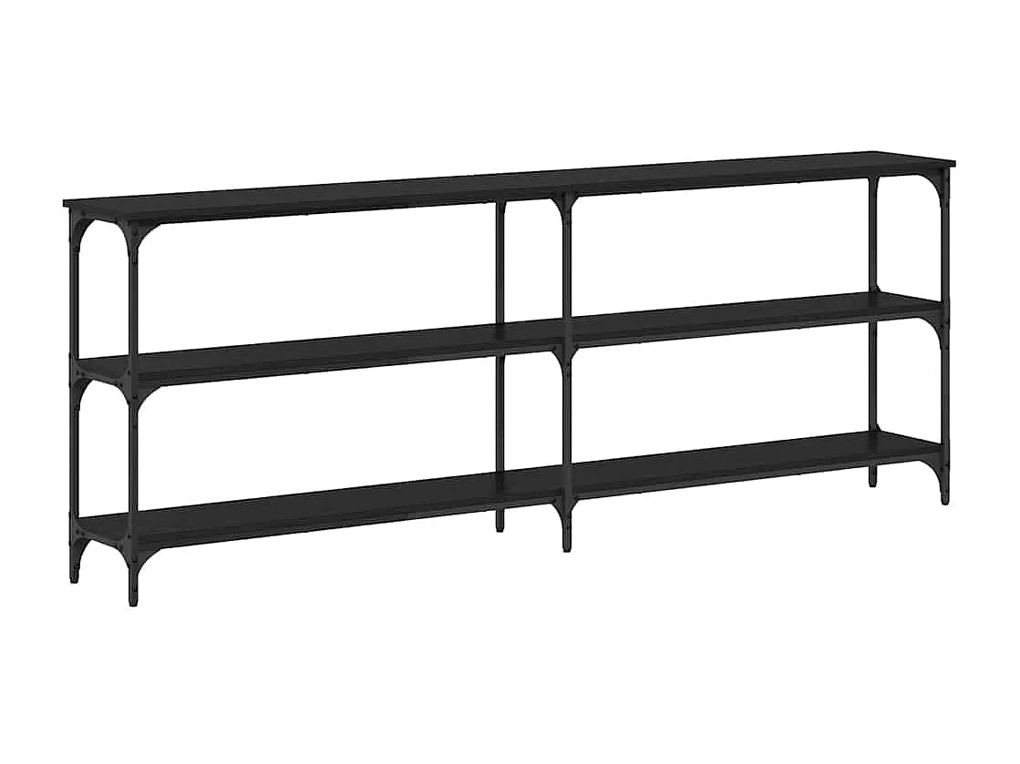 Table console avec étagère Chêne noir 200 x 29 x 75 cm