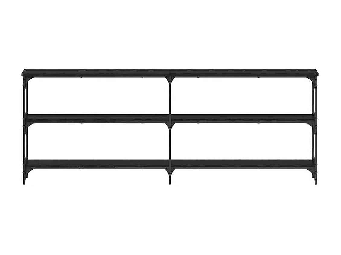 Table console avec étagère Chêne noir 200 x 29 x 75 cm