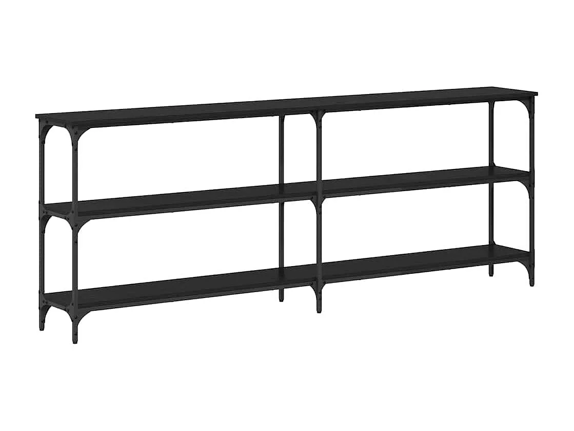 Table console avec étagère Chêne noir 200 x 29 x 75 cm