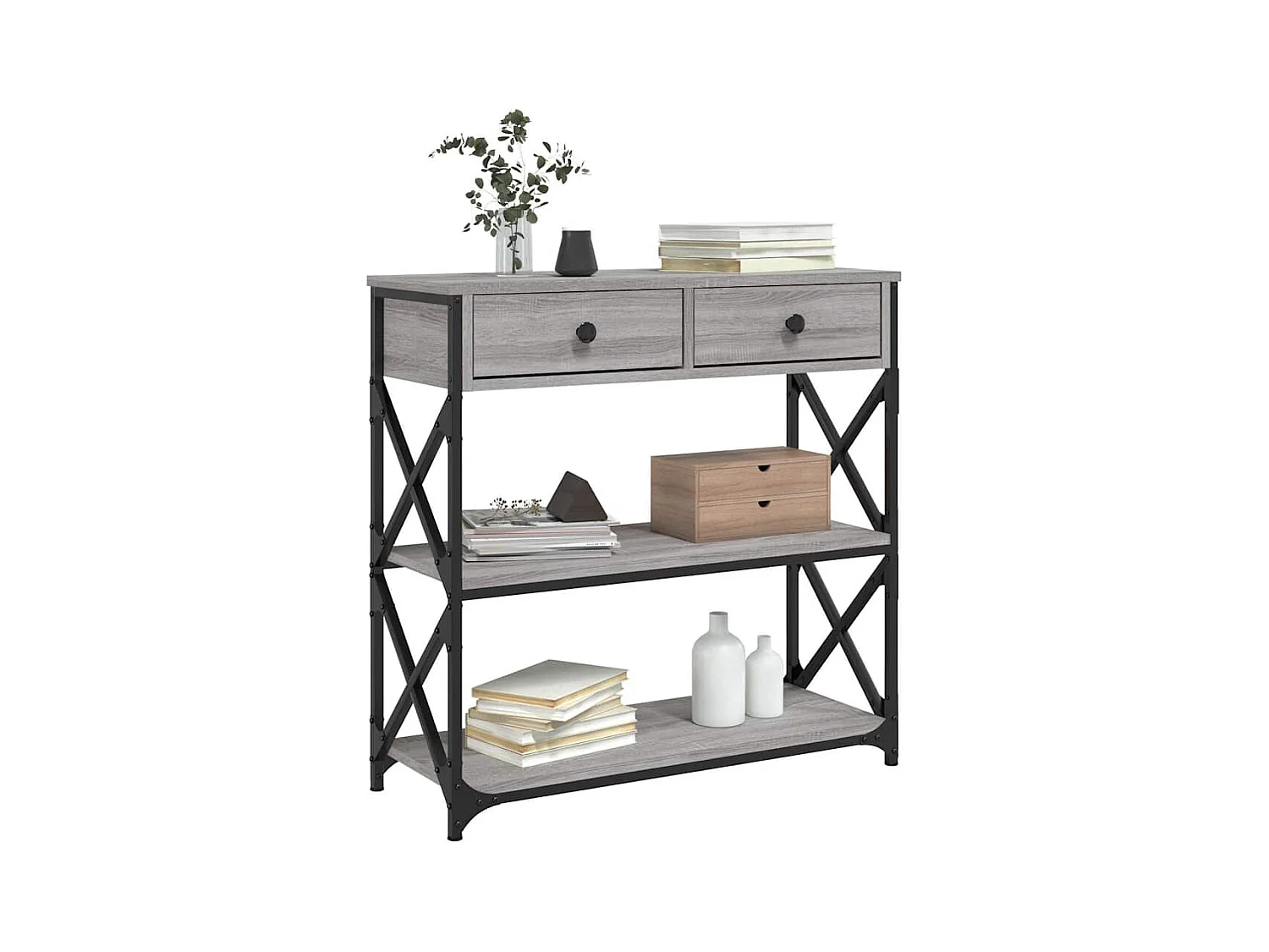 Mesa consola 75x28x75 cm derivados de madeira cinzento sonoma