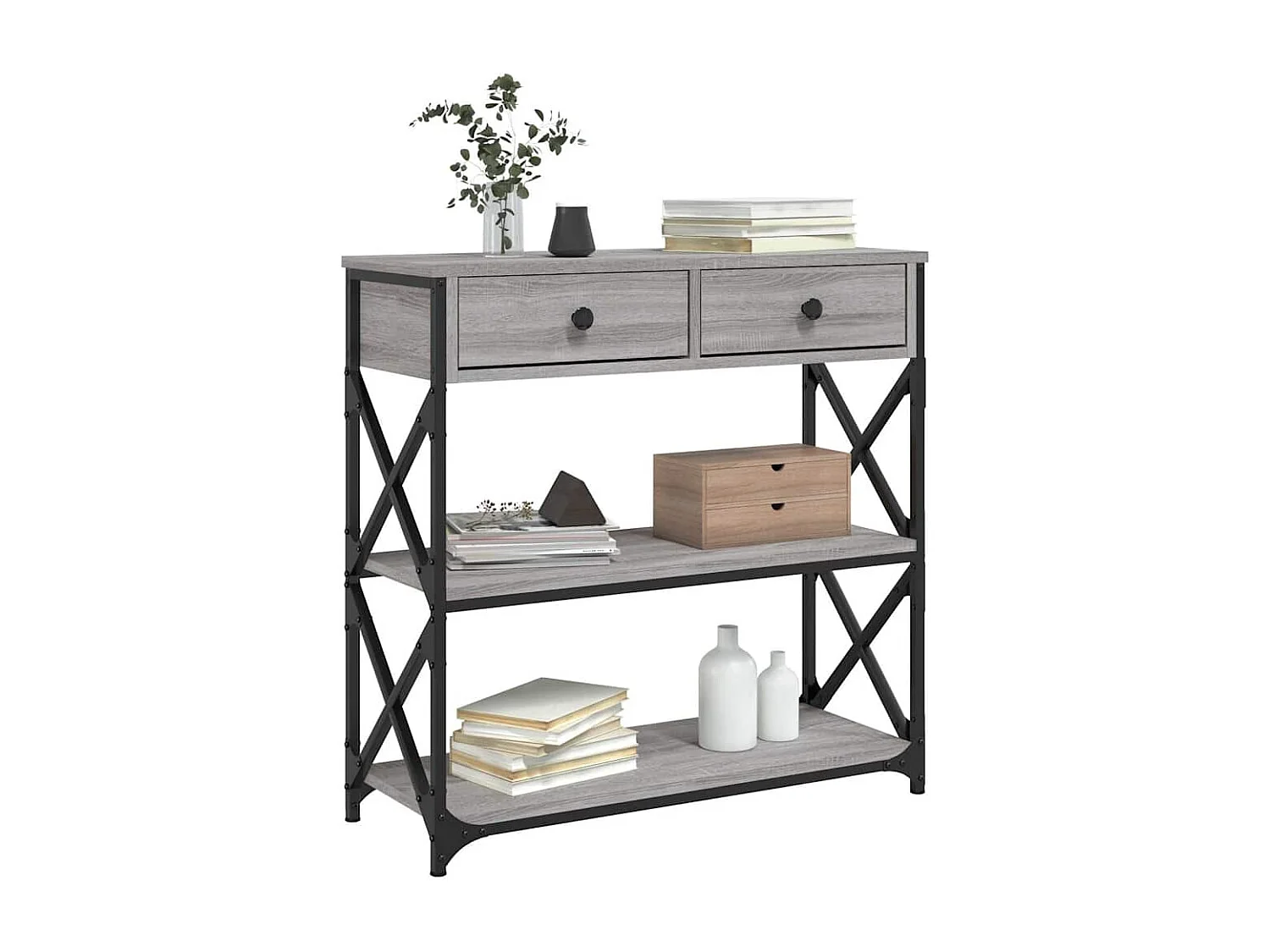 Table console sonoma gris 75x28x75 cm bois d'ingénierie