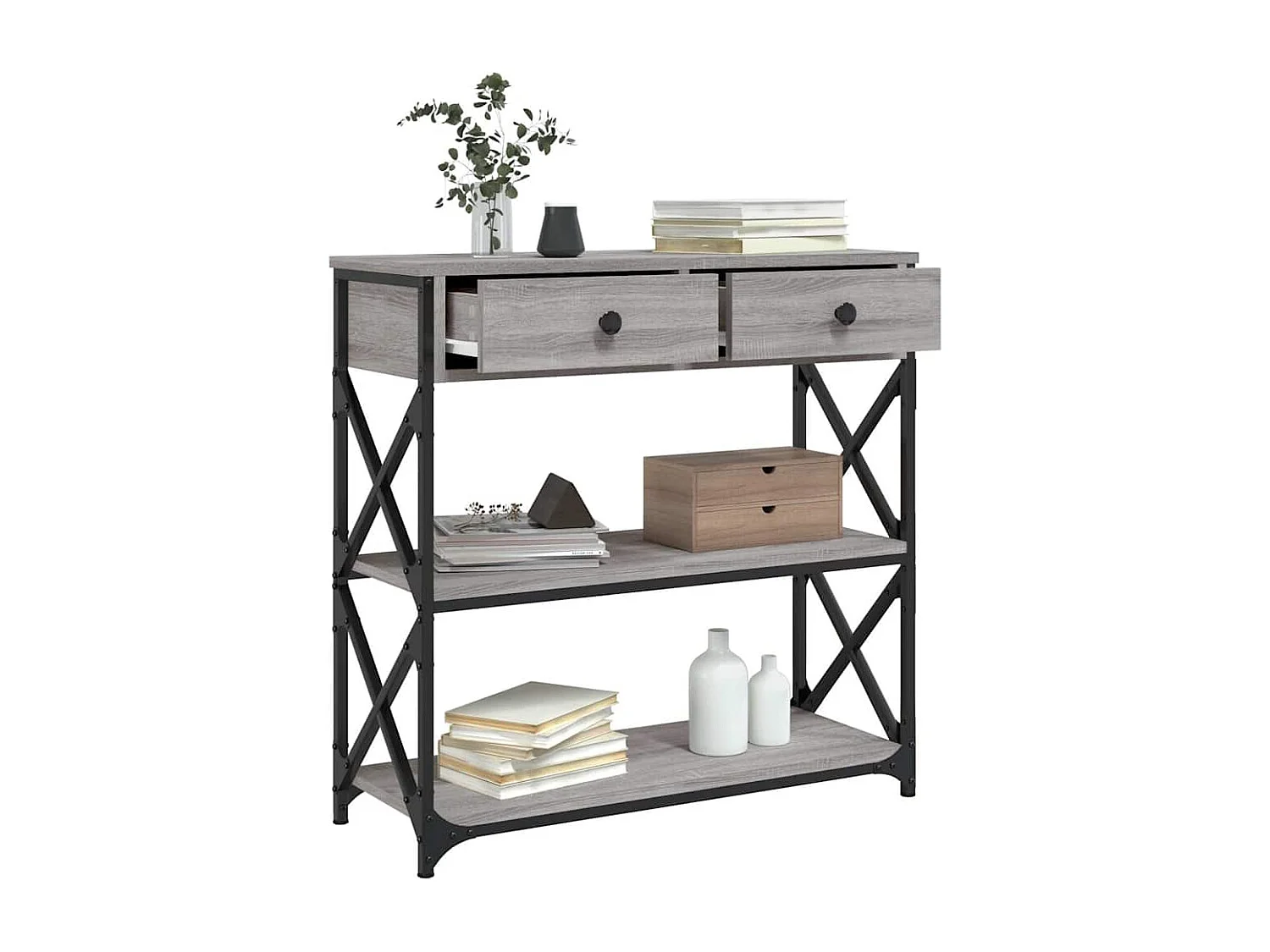 Table console sonoma gris 75x28x75 cm bois d'ingénierie