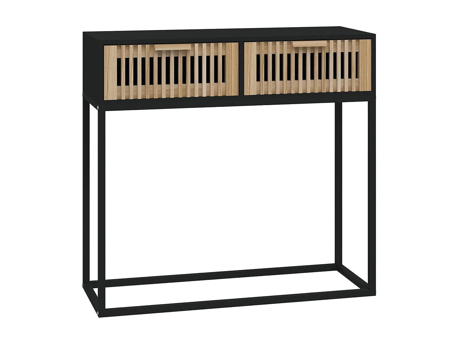 Mesa consola 80x30x75 cm derivados de madeira e ferro preto