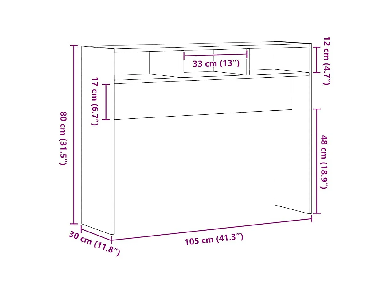 Mesa Consola Roble negro 105 x 30 x 80 cm Madera contrachapada