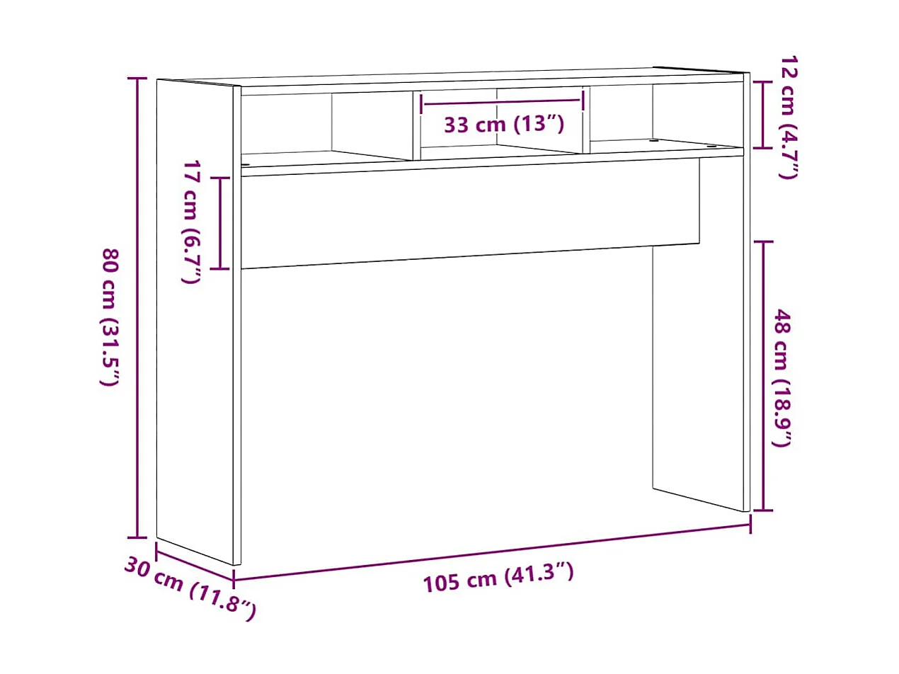 Aparador Carvalho preto 105 x 30 x 80 cm Madeira processada