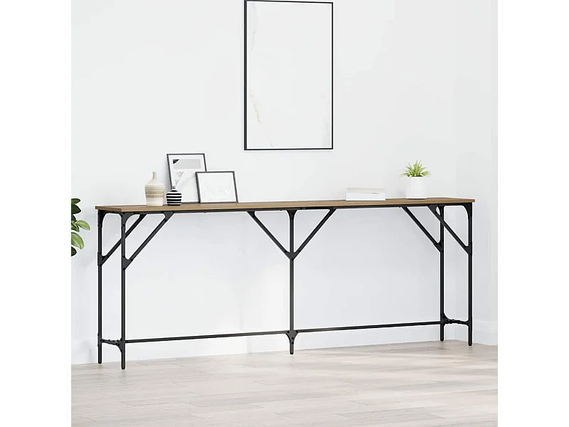Table console chêne artisanal 200 x 29 x 75 cm