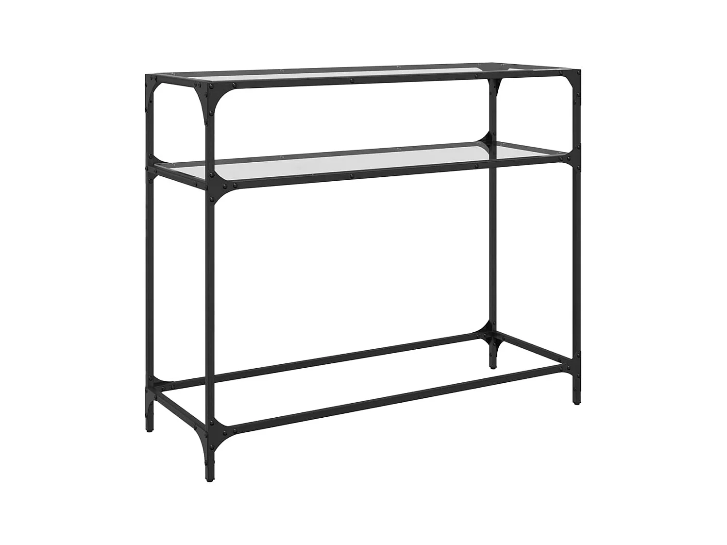 Table console avec dessus en verre transparent 98x35x81cm acier