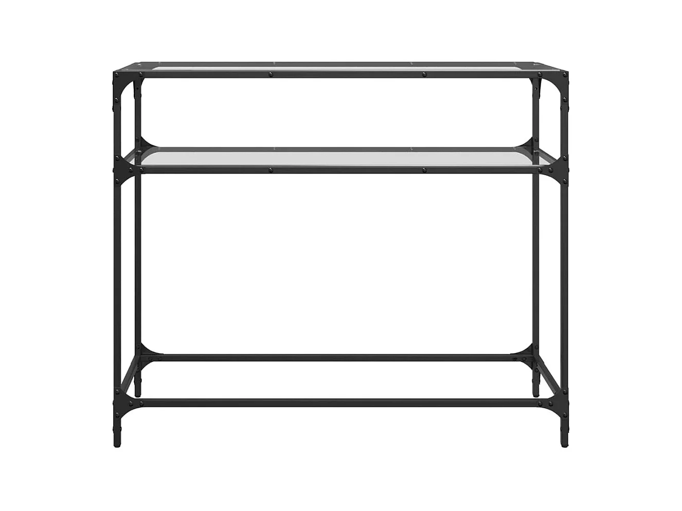 Table console avec dessus en verre transparent 98x35x81cm acier