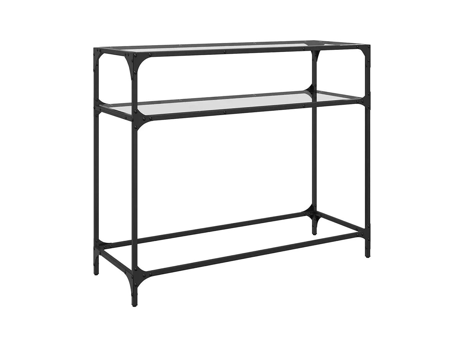 Table console avec dessus en verre transparent 98x35x81cm acier