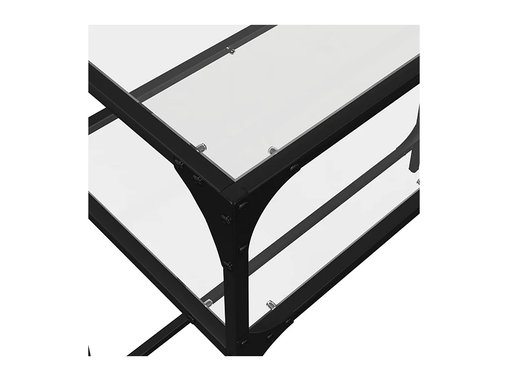 Table console avec dessus en verre transparent 98x35x81cm acier