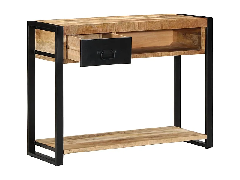 Table console 100x35x75 cm bois de manguier massif brut