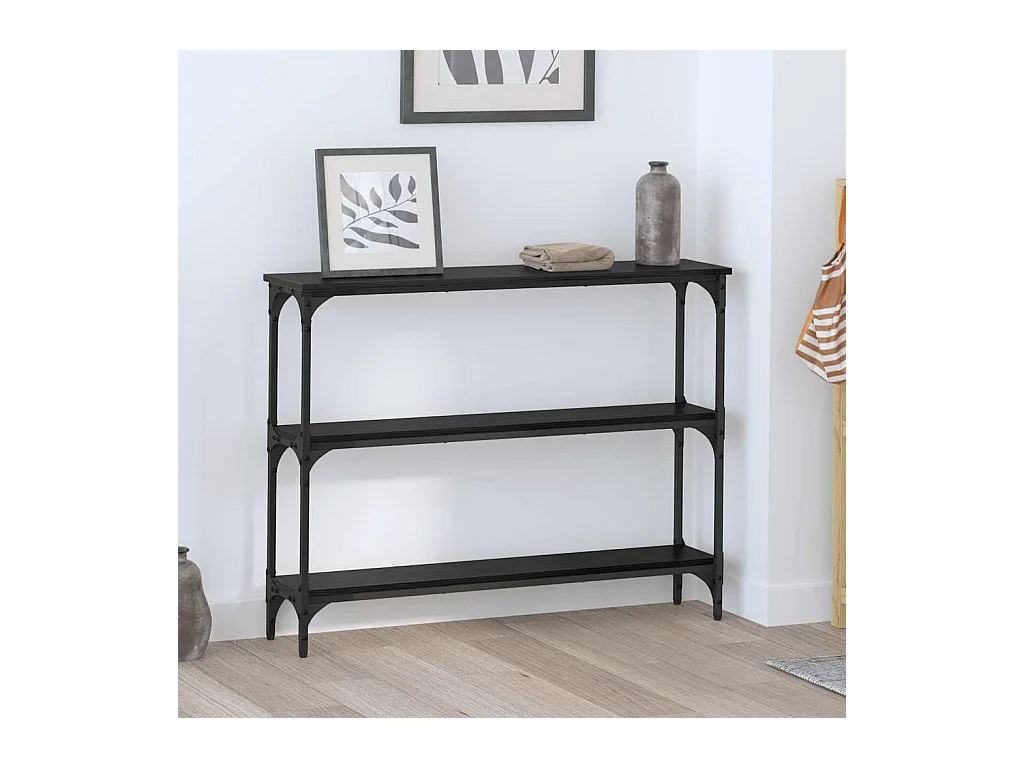Table console avec étagère Chêne noir 100 x 22.5 x 75 cm