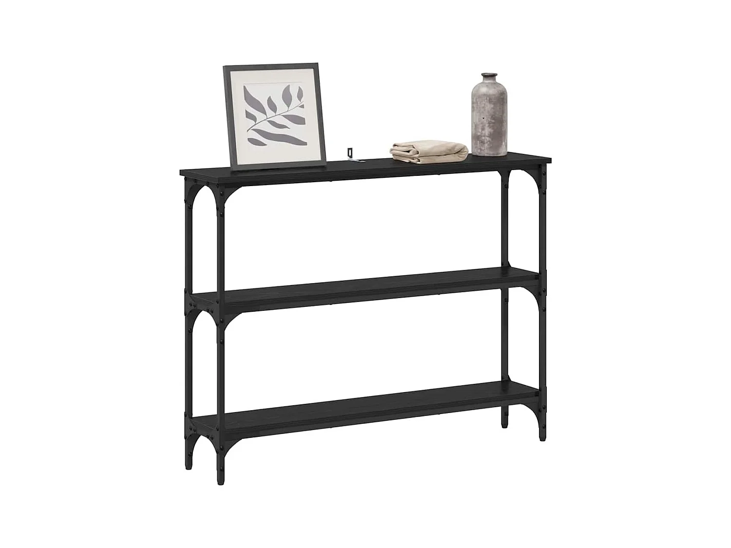 Table console avec étagère Chêne noir 100 x 22.5 x 75 cm