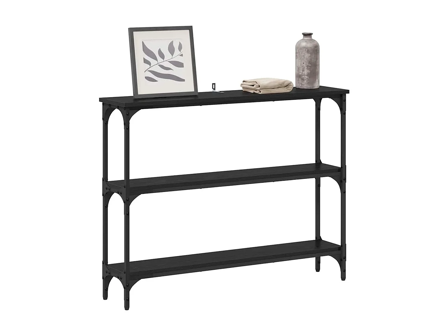 Table console avec étagère Chêne noir 100 x 22.5 x 75 cm