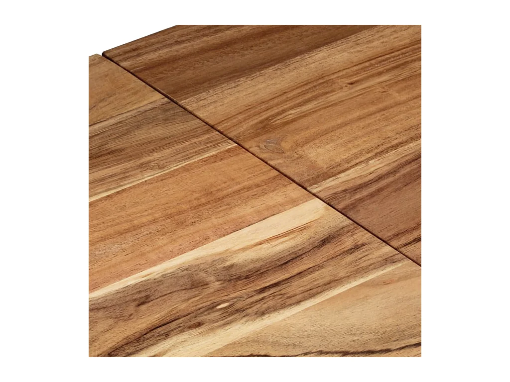 Table console argenté acier inoxydable et bois massif d'acacia