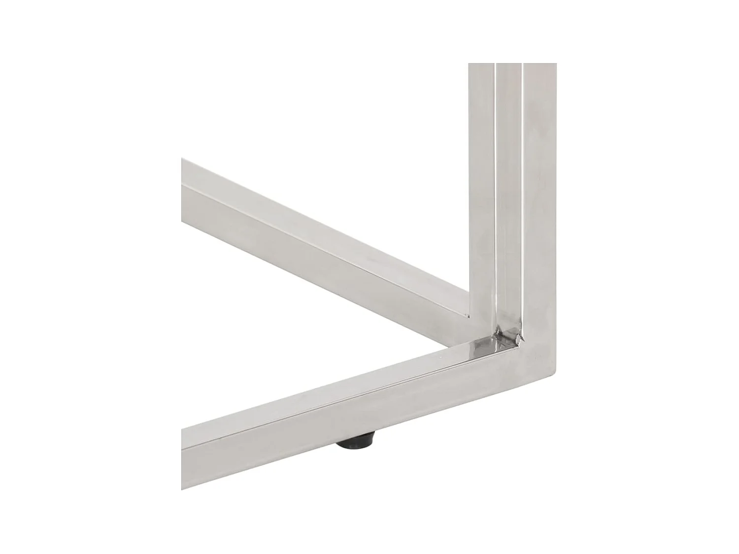 Table console argenté acier inoxydable et bois massif d'acacia