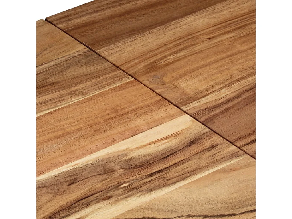 Table console argenté acier inoxydable et bois massif d'acacia