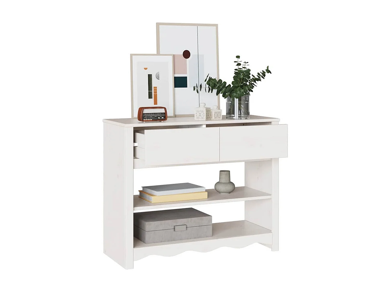 Table console avec tiroir Drammen Blanc 89.5 x 37 x 73 cm