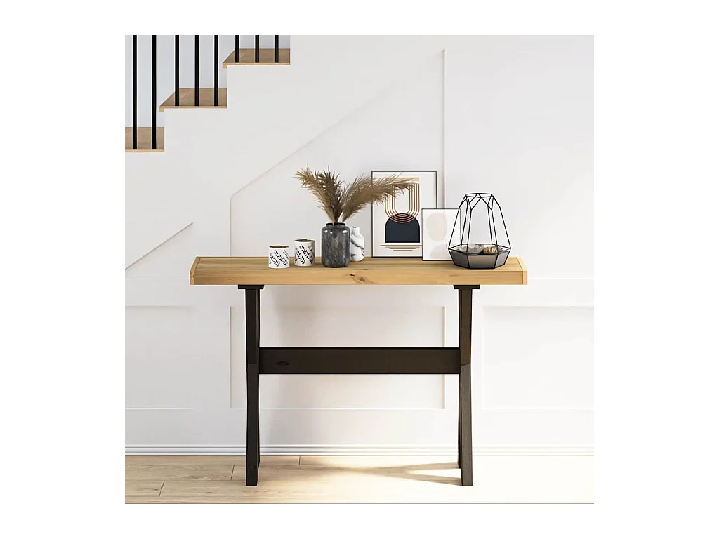 Table console NOAIN pieds en forme de X 120x30x75 cm massif pin