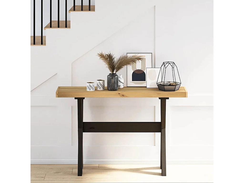 Mesa consola NOAIN patas en X madera maciza pino 120x30x75 cm
