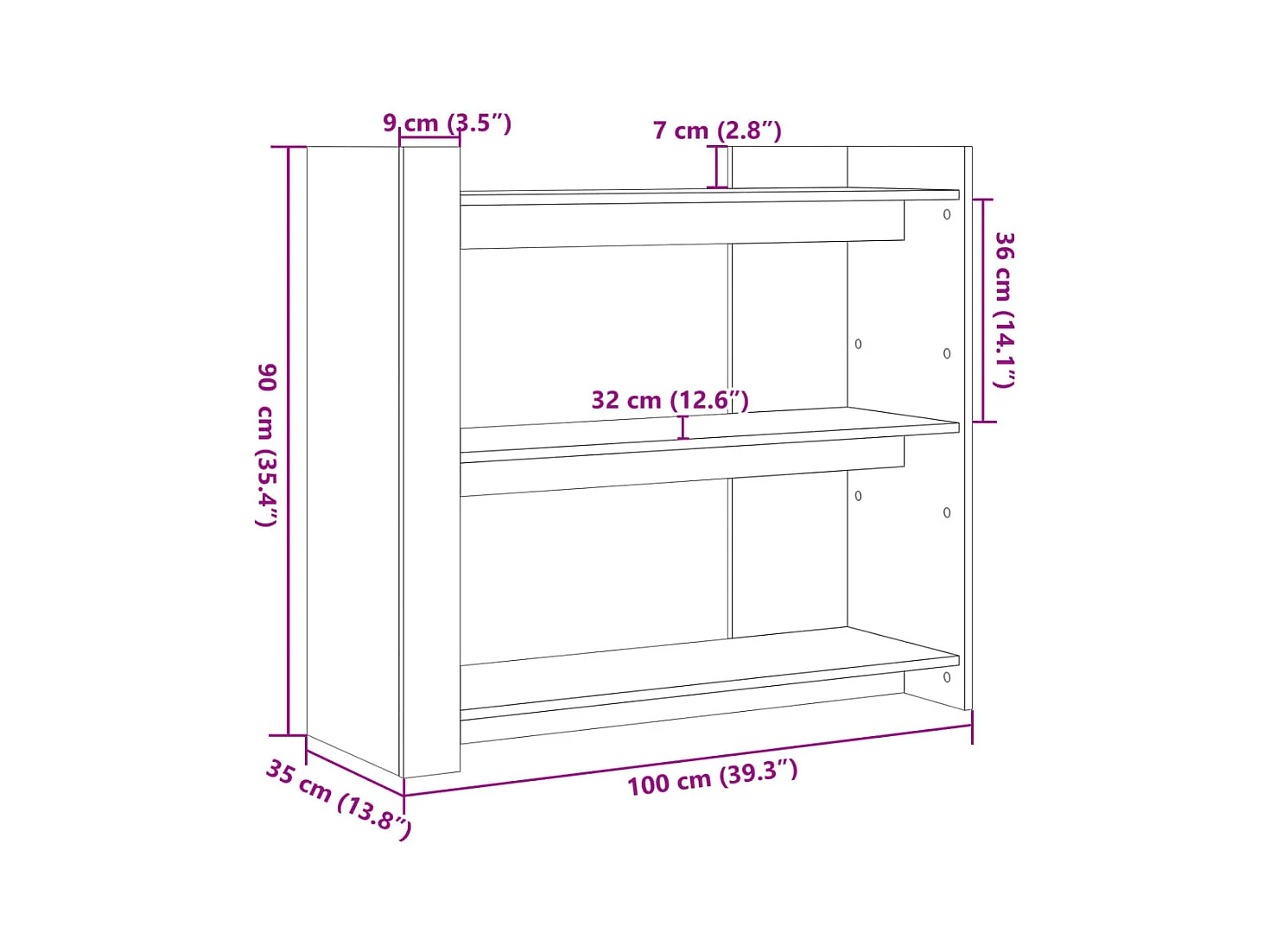 Mesa consola de madera de ingeniería blanca 100x35x90 cm
